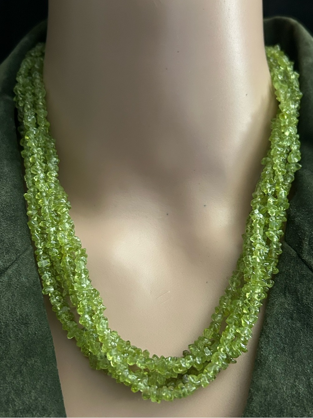 Handmade Green Peridot Multi-Strand Beaded Necklace